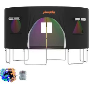 Trampoline Tent 14FT for 6 Straight Poles Trampoline Tent with Accessories Colorful LED Lights, 14FT Outdoor Trampoline Tents Canopy for Kids, Trampoline Tent Protect from Wind and Sun(Tent Only)