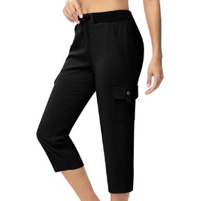 TBMPOY Women's Capri Pants Lightweight Quick Dry Hiking Cargo Pockets Casual Water Resistant Travel Cropped Cotton