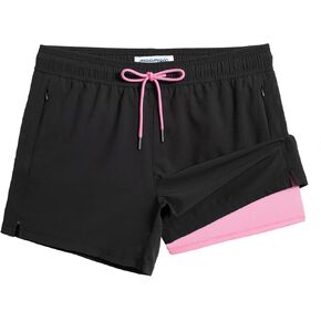 maamgic Mens Swim Trunks with Compression Liner Short Stretch Mens Bathing Suit Quick Dry Swimming Trunks Swimsuit