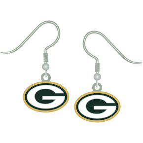 PSG NFL Green Bay Packers Green Bay Packers Earrings J-Hook Logo, Green, Small