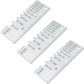 TAODAN 3PCS 2.8x1inch Stainless Steel Single Sided Thickness Gauge Plating Size Inspection Tool Leather Wood Sheet Metal Thickness Gauge