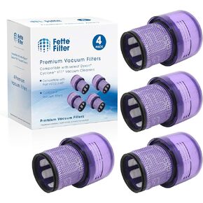 Fette Filter - 4 Pack Vacuum Filters Replacement Parts Compatible with Dyson V11 Torque Drive V11 Animal V11 Complete V11 Extra V15 Detect V15s Detect Submarine Vacuums Part # 970013-02, 97001302
