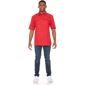 Swiss Alps Mens Short Sleeve Button Down Sun Protection UPF 30+Shirt Quick Dry Cooling Fishing Shirts Casual Summer Tops