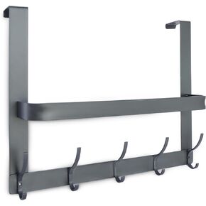 Over Door Hooks with Basket 10 Hooks Heavy Duty Over Door Storage for Clothes, Door Hanger with Basket Door Organizer for Hanging Keys Towels, Door Hanger in Bathroom, Kitchen