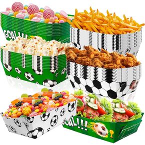 Soccer Birthday Serving Tray, 36pcs Soccer Paper Trays Soccer Snack Tray Soccer Party Food Trays, Soccer Party Nachos Food Boats for Soccer Party Favors Soccer Birthday Party Decorations