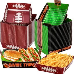 SelfTek 40 Pack Football Party Supplies Kit, 2025 Football Party Decorations, Large Disposable Football Food Plates Party Snack Serving Tray, Nacho Bowls, Serving Boats for Game Day, Birthday