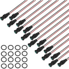 PATIKIL 8mm Green Signal Indicator Lights, 16 Pack AC/DC 110-220V Panel Mount Waterproof Warning Lamps for Industrial Electrical Car Motorcycles Boats Directional Dash Light, Black
