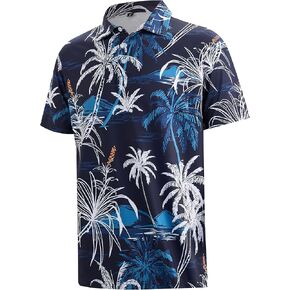 APTRO Men's Polo Shirts Short Sleeve Moisture Wicking Fashion Print Hawaiian Golf Shirts for Men
