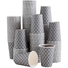 Lamosi Coffee Cups 12 oz 180 Pack, Disposable Coffee Cups, Disposable Cups,12 oz Hot Cups,12 oz Paper Coffee Insulated Cups for Cold Hot Drinks (No Lids)