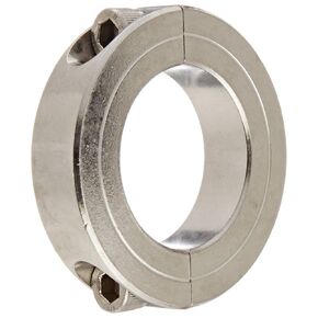 2C-125-S T303 Stainless Steel Clamping Collar, 1-1/4" Bore, 2-1/16" Outside Diameter, 1/2" Width, 1/4"-28 x 3/4" Clamp Screw