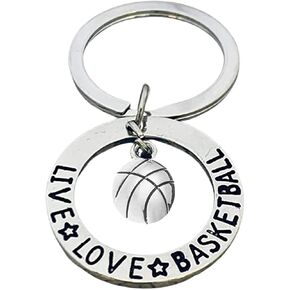 Infinity Collection - Basketball Metal Keychain - Engraved with Live Love Basketball - Gift for Players & Fans - Sports Accessory - Made in USA