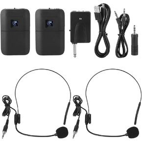 Portable UHF Head-Mounted Microphone with Receiver Transmitter, with LED Screen Display, Compatible with Audio, Amplifier, Multimedia, Mobile Audio,Suitable for Teaching,