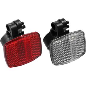 2pcs Bicycle Front Rear Reflector Kit Mountain Bike Safety Warning Reflectors for Handlebar Seatpost and Night Cycling Red and White Auto Replacement Parts