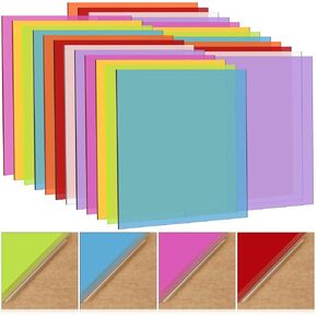 24 Pcs Cast Acrylic Sheets 0.08'' Thick (2mm) Laser Cutting Colored Acrylic Sheets Plastic Sheet Extruded Acrylic for Crafts Art Display DIY (Translucent Color,8 x 8 Inch)