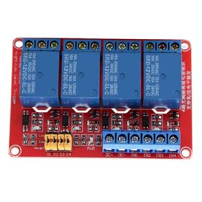 Relay Board, Relay Module 4 Channel with Optocoupler Low Level Expansion Board for 5V/12V/24V(12V)