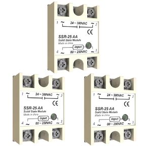 Makerele 3PCS SSR-25AA Solid State Relay 25A AC إلى AC INPUT 80-250VAC لإخراج 24-380VAC Solid State Relay AC 25A