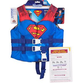 SwimWays DC Swim Trainer Life Jacket, US Coast Guard Approved Life Vest Kids Swim Vest, Pool Floats & Life Jackets for Kids 33-55 lbs, Superman