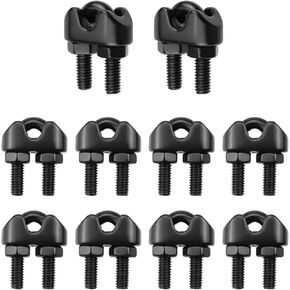 Antrader M6 Stainless Steel Wire Rope Cable Clip Clamp,10Pcs Wire Rope Clamp Cable Clamps 304 Stainless Steel M6 1/4" Wire Cable Clamps,Black