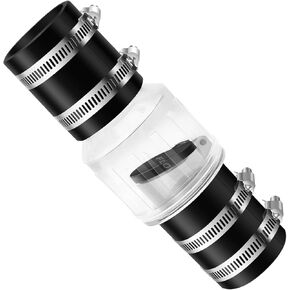 Sump Pump Check Valve 1 1/2 Inch-Silent Check Valve with Spring-Loaded Flapper, Check Valve for Backflow Prevention, Includes Steel Clamps Fit 1-1/2″ Pipe
