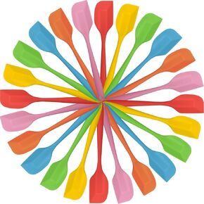 Irenare 24 Pcs Mini Silicone Spatulas Bulk 8.3 Inch Rubber Spatula Set Small Heat Resistant Spatulas Seamless Design Non Stick Flexible Scrapers for Kitchen Use Cooking Baking Mixing Tool (Cute)