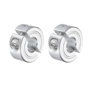 uxcell 2Pcs Double Split Clamp-On Shaft Collar for 1/4" Shaft, Two-Piece Clamping Collar 11/16" OD, 5/16" Thickness, Aluminum Alloy Set Screw Split Collar Clamp