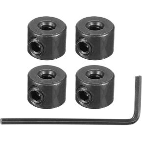 PATIKIL Bore 1/8" Shaft Collar 3/8" OD 5/16" Thickness, 4 Pack Carbon Steel Landing Gear Stopper Wheel Collar with Set Screw & Wrench for Machine Tool Industry, Silver