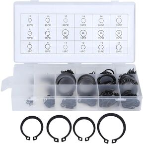 300 قطعة 2-32 مم EClip Snap Circlip Kit، مجموعة متنوعة من مشبك التثبيت الخارجي