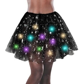 Women's Led Tutu Skirt Layered Tulle Ballet Skirt Halloween Party Carnival Black