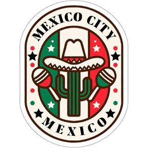 Mexico City Ciudad De MÈxico Mexico Sticker Decal Vinyl Small Waterproof for Water Bottle Mug Passport Book Scrapbook Notebook Laptop Tumbler Skateboard Computer Phone Size 4" Funny Gift ID44990