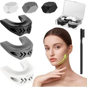 Azrra 6PCS Silicone Jaw Exerciser - Jawline Shaper | Silicone Jawline Exerciser Jaw Trainer | Jawline Shaper Jaw Exerciser for Men & Women with 1 Cleaning Brush