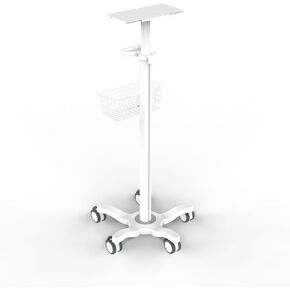 Mount Plus X3 Height Adjustable Aluminium Rolling Stand for Patient Monitor Medical Trolley Cart with Basket and and Locking Casters for Dental Office, Hospital, Clinic