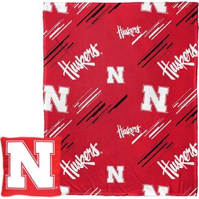 NORTHWEST NCAA Slashed Pillow 14X14 and Throw Blanket 40X50 Set with Back Pocket, Nebraska Cornhuskers