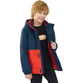 Boys Winter Coats Waterproof Breathable Snowboarding Ski Jackets Fleece Lined Hooded Rain Coat for Kids