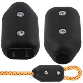 2PCS 3/8 Inch Rope Clamps, Reusable Wire Rope Clamp, Black Plastic Rope Tightener Clips Connector Clamp for Braided Rope, Nylon Rope, Dog Leash (8 mm)