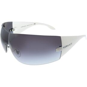 Versace VE 2054 100187 Gunmetal Plastic Wrap Sunglasses Grey Lens