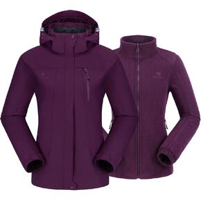 CAMEL CROWN Women's Ski Jacket 3 in 1 Winter Jacket Waterproof Parka Jacket Windproof Snow Coat with Inner Warm Fleece Jacket