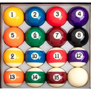 Premium Regulation Size Belgian Billiard Pool Ball Set - 16 Pro Tournament Quality Billiard Balls - Custom Pool Ball Set for All Player Levels - Cue Ball with Unique Logo Design