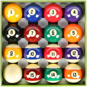 ASKA Billiards Pool Boston Numbered Balls Set, 16 Balls Including a Cue Ball
