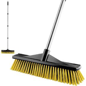 Push Broom for Outdoor Heavy Duty, Push Brooms with 59" Adjustable Long Handle for Sweeping Multi-Surface Floor Scrub Brush for Cleaning Outside Deck Patio Garage Driveway Warehouse Concrete