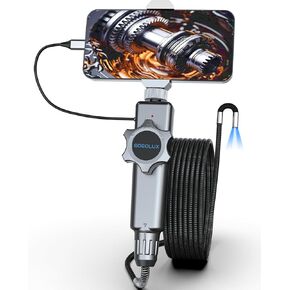 Endoscope Camera with Light[360°Rotation], 1920P HD Articulating Borescope Sewer Camera with Semi-Rigid Snake Camera, IP67 Waterproof Inspection Camera, Gifts/Tools Bore Scope for Men for iPhone
