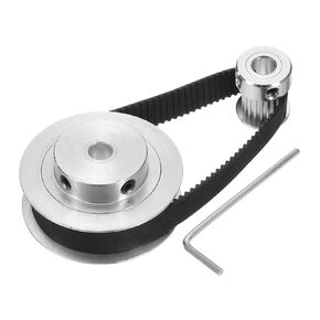 uxcell GT-2 Synchronous Wheel 20&60 Teeth 6.35mm Bore, Aluminum Alloy Timing Pulley Wheel with 1Pcs Length 200mm Width 10mm Belt for 3D Printer, CNC Machine (20-60T-6.35B-10)