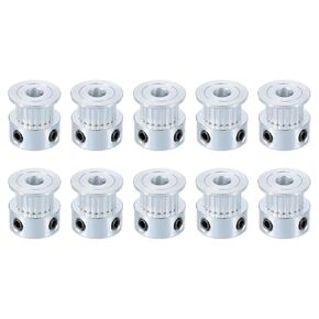 uxcell 10 Pcs Aluminum 20 Teeth 5mm Bore 6mm Width Timing Belt Pulley Wheel Idler Pulley Synchronous Wheels Gear Part for 3D Printer, Silver