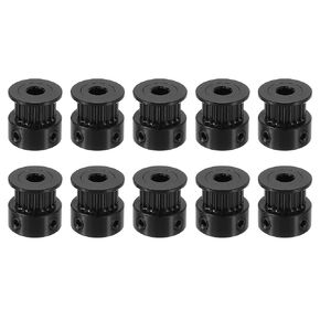 uxcell 10 Pcs Aluminum 20 Teeth 5mm Bore 6mm Width Timing Belt Pulley Wheel Idler Pulley Synchronous Wheels Gear Part for 3D Printer, Black
