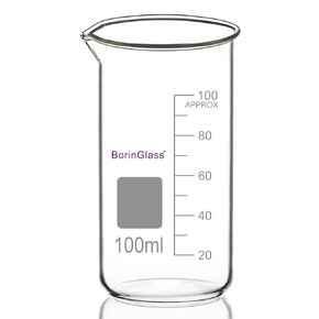 High Borosilicate Glass Beaker with Pouring Spout, 1-Pack 100 ml Graduated Tall Lab Beaker