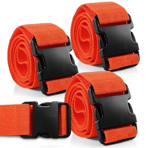 Primacare IR-5009-3 Pack of 3 Unisex Restraint Strap with Plastic Buckles for Patients, Adults and Kids, Medical Waterproof Straps with Adjustable Locking for Easy Attachment, 9 Feet, Orange