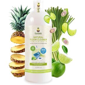 Fuwa3e Pineapple Enzyme Natural Floor Cleaner Lime & Lemongrass - 33.8oz 1 Pack (Makes 44 Gallons) - 99% Organic Floor Cleaner with Fermented Pineapple Peels - Multi Surface Non Toxic Floor Cleaner