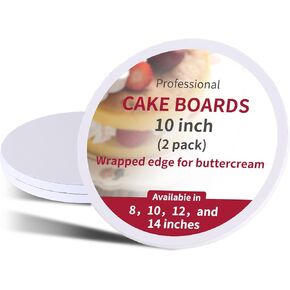 2 Pcs 10 Inch Cake Boards Sturdy 1/2 Inch Cake Drum,White 10 Inch Cake Boards,Food Grade Cake Rounds 1/2" Thick Cardboard,Disposable Cake Plates,10 Inch Cake Board (2, 10inch)