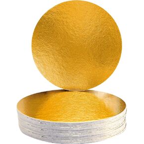 12 inch Gold Round Food-Graded Sturdy Compressed Cake Boards, 3mm Thick (10-Pack)