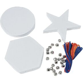 Fun Express Do It Yourself Hexagon & Star-Shaped Cardstock Tambourines for VBS, Kids Crafts & Fun Home Activities - Sizes from 4.25" to 5.5" - 12 Pieces