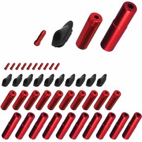 10 PCs Each Red Bike Brake Cable Tips Caps End Crimp Shift Derailleur + Cable Tube Clamp Grommets Frame Buckles Clip Holder Wire Line Pipe Guide Plugs Organizer Road Mountain Bicycle